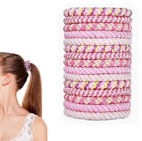 15 Stück Haargummi Original, Haargummis Mädchen Elastische Zopfgummis Bellody Haargummi Ohne Metall Geflochten Haargummis Armband für Damen für Dünnes Dickes Mittleres Langes Haar, Rosa