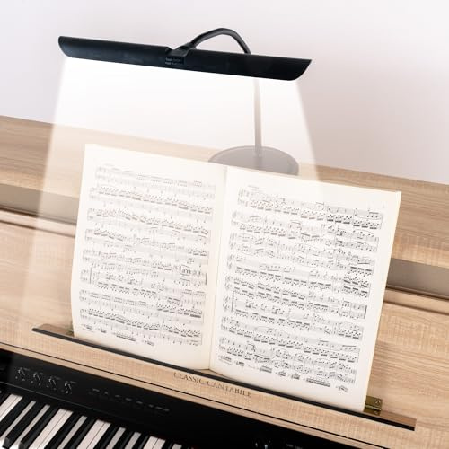 Classic Cantabile SM Lampe de Piano Easy - lampe pupitre noire dimmable à col de cygne, 18 LEDs blanc chaud, fonction mémoire, tactile, idéale pour piano et table.