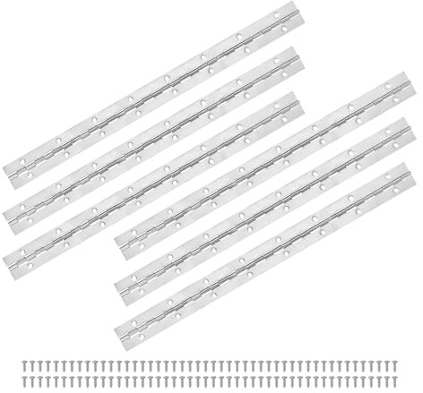 M METERXITY 6er Pack Klavierbänder 16 Zoll / 400mm Edelstahl Durchgehende Klavierband Mit Löchern Und Schrauben Für Schranktüren/Lagerbox [1 2x 0 04/ 30x 1mm Öffnungsbreite Dicke Silberton]