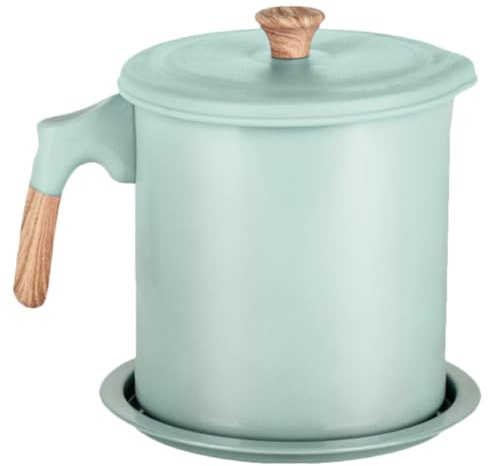 VINTORKY Olla Coladora De Aceite 1,4l Verde Menta Acero Inoxidable Filtro De Malla Fina Para Cocina Doméstica Colador Práctico Para Aceite Reutilizable Tapa Protectora