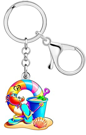 WEVENI Acryl Spaß Strand Schlüsselanhänger Urlaub Hawaii Zubehör Sommer Schmuck Geschenke für Damen Kind Mädchen Rucksack Handtasche Charms (Bunt)