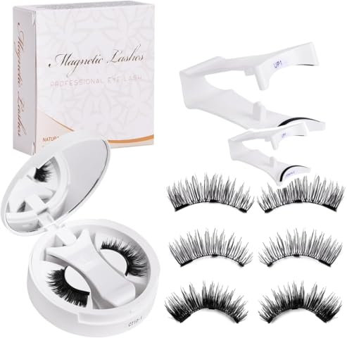 Ciglia finte magnetiche naturali e riutilizzabili, con applicatore. Nessuna colla, facili da indossare e rimuovere.