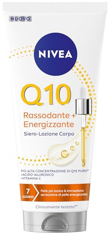 NIVEA Q10 Rassodante + Energizzante Siero-Lozione Corpo 200 ml, Lozione idratante e rassodante corpo con Coenzima Q10 Puro, Acido Ialuronico e Vitamina C per una cura del corpo tonificante