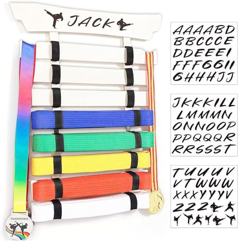Niciksty 8 Ceintures Présentoir de Ceinture de karaté,Organisateur de Ceintures d'arts Martiaux présentoir de Ceinture de Taekwondo pour Enfants, Suspension Murale en bambouPorte-Ceinture Taekwondo