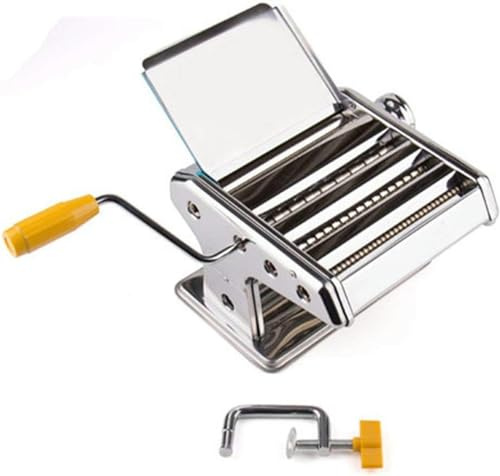 JMOUZHG Macchina per Pasta Professionale Macchina per Pasta Manuale in Acciaio Inossidabile con Istruzioni per l'uso Taglierina Fresca (Argento Taglia Unica)