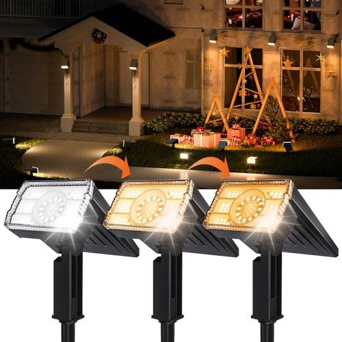 BITPOTT Solar Strahler für außen, 4 Pack Solarlampen Spot Lichter, 58 LED/3 Modi/105° Drehung Solarleuchten Garten, IP67 Wasserdicht Wandleuchten für Straße, Bäume,Carport,Pool