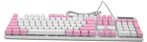 KOMBIUDA Clavier de Jeu Rose 104 Touches Abs Touches Suspendues | Support Pliable, Connexion Usb, Performances Élevées et Fiabilité, Conception Ergonomique Résistante à L'usure