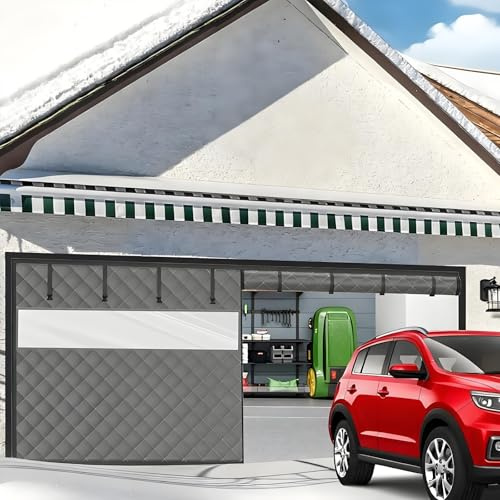 Schermo per Porta Del Garage per L'inverno, Kit di Isolamento Magnetico per Porta Del Garage, Tende Termica Isolante Freddo, 210 215 240 244 300 365 490cm(Grays,240x260cm)