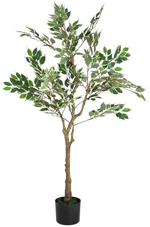 Desk-Side Ficus Tree 51” Tall, Artificial Potted Plant for Reception, Hotel Room or Office Cubicle, Professional Ambiance Without Obstructing View