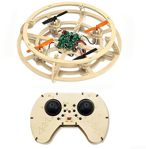DIY Holz Drohnen Modellbausatz, 3D Puzzle Intelligenter Flug Quadrocopter mit 3-Gang-Steuerung für STEM Bildung, 2026 Neu(A)