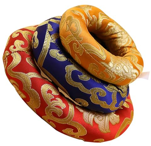PACKOVE Coussin pour Bol Chantant Bouddhique en Coton 3 Pièces Broderie Chinoise Motif Nuage Favorable et Présence Couleur Aléatoire