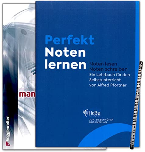 Perfekt Noten lernen SET : Lehrbuch für den Selbstunterricht von Alfred Pfortner ; Notenblock - 192 Seiten, beidseitig bedruckt und perforiert ; Musikbleistift