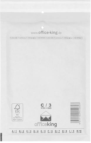 officeking 100 Luftpolsterversandtaschen Luftpolsterumschlag C3 weiß 170 x 225 mm DIN A5 Luftpolster Verpackung Polsterumschläge Briefumschläge gepolstert