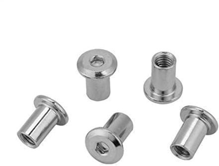 Écrous Hexagonaux Plats M6 M8 Écrous Plat à Tête Ronde en Fer Nickelé (M6*15 50PCS)