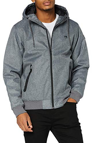 Quiksilver Herren Wasserdichte Kapuzenjacke Brooks 5K - Wasserdichte Kapuzenjacke für Männer, Medium Grey Heather, L, EQYJK03603