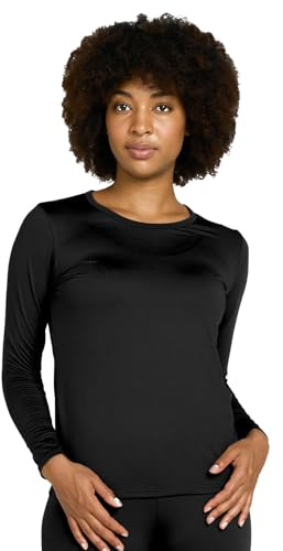 LAPASA Dam fleece termoundertröja, termounderkläder överdel funktionella underkläder lätt/varm/extra varma (Thermoflux L15/L39/L42), L39 svart, XL