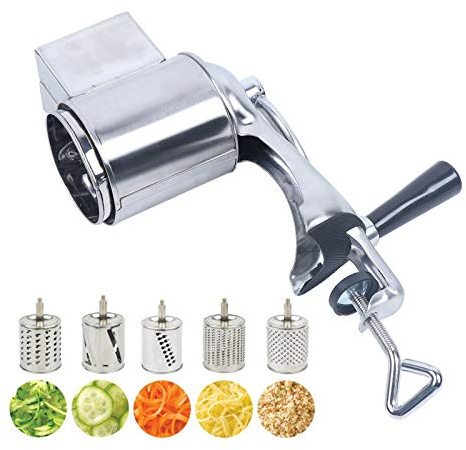 Manual Trommelreibe Gemüse Salat Schneider 5x Trommelblatt Drum Grater Edelstahl