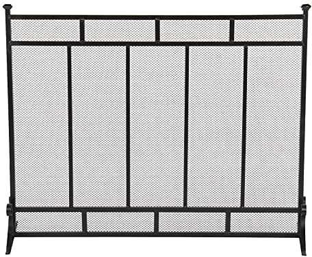 zlw-shop Fireplace Screen Fireplace Screen Vertical Grid Decorative Iron Mesh 99x30.5x79cm Spark Protection (Color : Black, Size : 99x30.5x79CM)