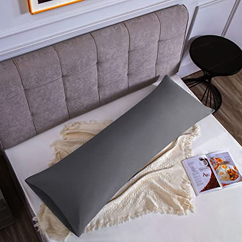 1er Set Kissenbezug 100% Baumwolle 45x150 cm 1 PCS, Superweicher Premium Jersey Kopfkissenbezug, Kissenhülle Dunkelgrau