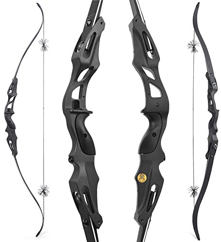 SHARROW 62 Zoll Takedown Recurve Bogen Traditionell Jagdbogen 20-50lbs Aluminiumlegierung Riser ILF Wurfarme Rechte Hand für Bogenschießen (50lbs)