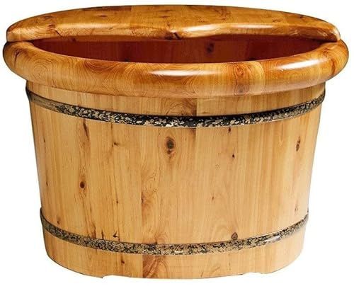 Foot Tub Wooden Foot Basin Foot tub Foot Bath Barrel Wooden Foot Bath Foot Basin Small Wooden Bucket Household Sauna Bucket For Muscle Pain Fatigue Solid Wood Natural Thicken foot Bath Wooden Bucket F