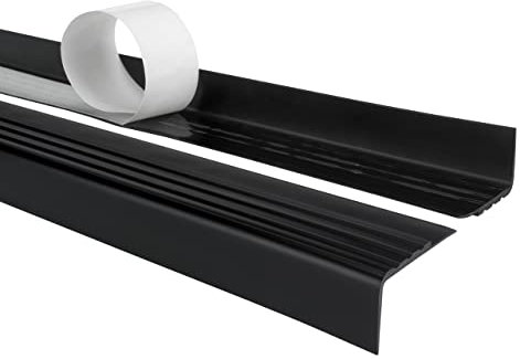 Profilo per bordi scale - Profilo angolare in PVC autoadesivo, Paraspigolo - Strisce antiscivolo per gradini - RM 30x27mm, nero, 90cm