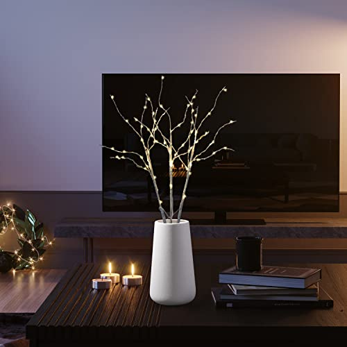 Jopassy 3 Stück Lichterbaum Warmweißes 70LEDs Aussen Innen wasserdichte Lichterzweige 50cm Birkenzweige mit Netzstrom Betriebene LED Lampe Zweige Dekoration für Ostern Halloween Weihnachten