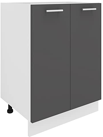 VCM Küchenmöbel Unterschrank 60x46x82 cm 2 Türen Anrichte | Stauraum für Töpfe und Vorräte - Küchenzeile - Für Mieter und Eigentümer - Pflegeleichte Holzwerkstoffoberfläche