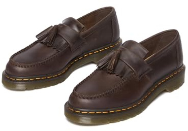 Dr. Martens Unisex Adrian Loafer Shoes – Leather Upper – Kiltie Fringe Detail – Cushioned Footbed & Sole Dark Brown UK 8 (US Men's 9, US Women's 10) Medium