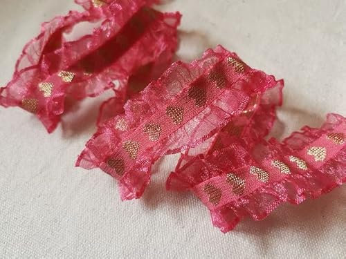 HZLXF1 1M elastisches Plissee Gold Guipure Spitzenband Silber Spitze Stoff Tüll Spitzenband Nähen Kleidung geeignet for Bastelbedarf (Color : Gading)