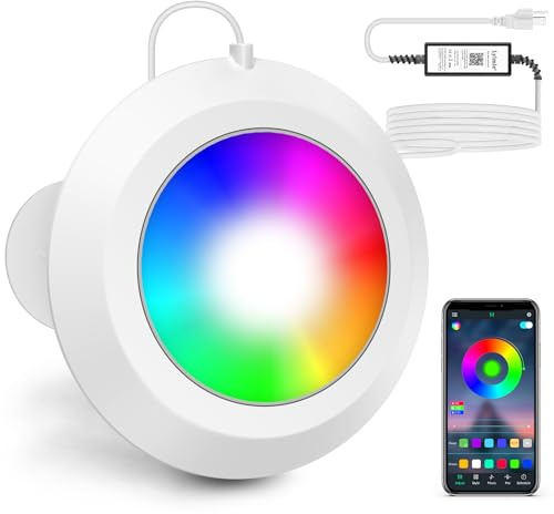 LyLmLe LED Pool Lights, 20W Smart Magnetic Underwater Lights with APP Control, 800lm Dimmable, IP68 Waterproof 12V Nicheless Lights for Aboveground Inground Pools, White