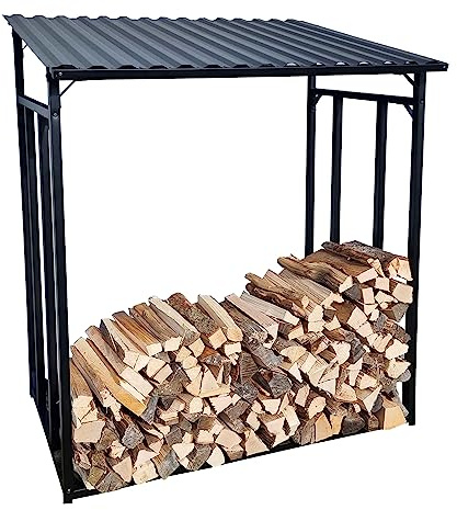 vanvilla Kaminholzregal außen Metall 135x70x165 cm 1,3 m³ Größe L | Brennholzregal außen Holzlagerregal Holzlager aussen