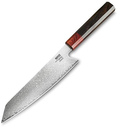 NIRO | Coltello Giapponese Professionale | Kiritsuke| Acciaio Damasco AUS-10 | Durezza HRC 60-61| 67 strati | Manico Pregiato in Ebano e Sandalo | Bilanciato | Forgiato a Mano | Resistente all'usura