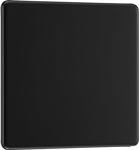 Screwless Flatplate Matt Black Single Blank Plate