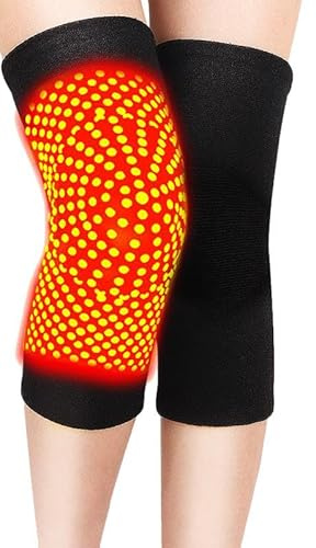QCHOMEE Self Heating Knee Brace Support Cashmere Knit Knee Warmer Winter Thermal Fleece Compression Knee Wrap Sleeves Treating Knee Injury for Arthritis, Joint Pain Relief, Sports Injury Recovery