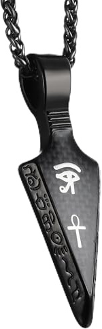 GTHIC Halsketten mit Pfeilspitzen-Anhänger aus Edelstahl für Männer und Frauen, ägyptisches Auge von Ra, Ankh-Schmuck, Geschenke, 70 cm schwarze Halskette