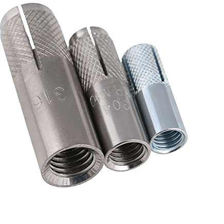 Gerändelter Einschlaganker für Vollbeton, Interne Expansionsschraube für Gebäudedekoration Top Sandstrahlen Innenanker M6-M16 5 Stück (Länge : Farbe Zink, Spezifikation: M6X