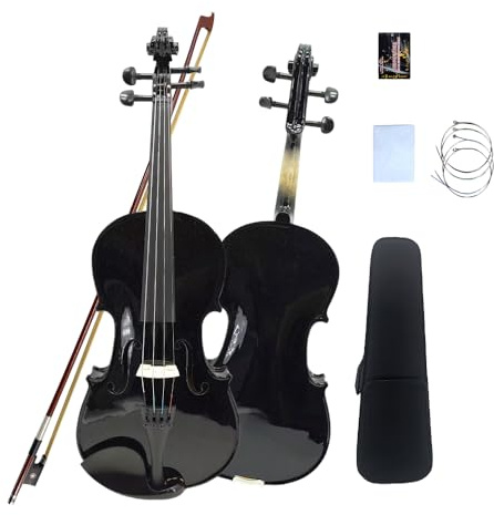 YoungMonic Full Size 4 Strings Viola Meticulously Crafted with Maple Wood Back Top Spruce Wood Adorned Ebony Fingerboard Tailpiece Chin Rest Complete with Case and Bow