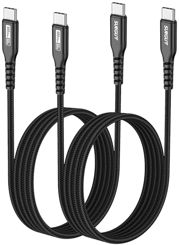 SUNGUY USB C Kabel, 1.5M*2 USB C auf USB C Kabel, 60W Schnellladekabel USB C Ladekabel für iPhone 17/16/15/15 Pro/Pro Max/Plus 17Air, Galaxy S24 S23, MacBook Air, iPad Pixel 7 Pro-Schwarz