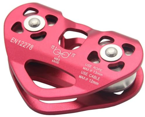 Wzxhew # Zip Line - Carrito con mosquetón de bloqueo automático y barra de mango, velocidad tándem de 30 kN, polea doble para cable de 1/4 5/16 3/8 1/2 cable resistente para niños y adultos (rojo,