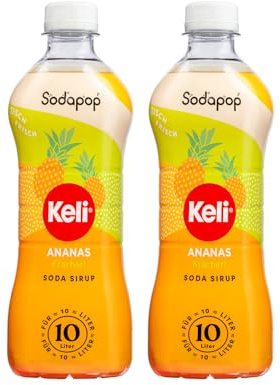 Sodapop Keli Sirup Ananas, schnell & einfach zubereitet, 1 Flasche ergibt 10 L Fertiggetränk, 500 ml (Packung mit 2)