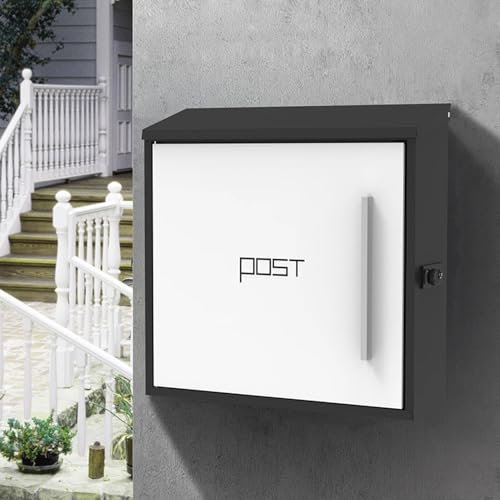 YZMJXNYY Postkasten Briefkästen Metall-Briefkasten, Wandmontage, Paketbriefkasten mit Passwortsperre, Standbriefkasten, Modern, Groß und Wetterfest, Für Das Home-Office Im Außenbereich(White)