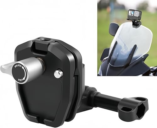 Support de fixation pour pare-brise de moto pour GoPro Hero13 12 11 10 9 8/DJI Osmo Action 4 Pocket 3 2 1/Insta360 X4 X3 ONE X2 Ace Pro et autres caméras d'action pour pare-brise de moto [support]