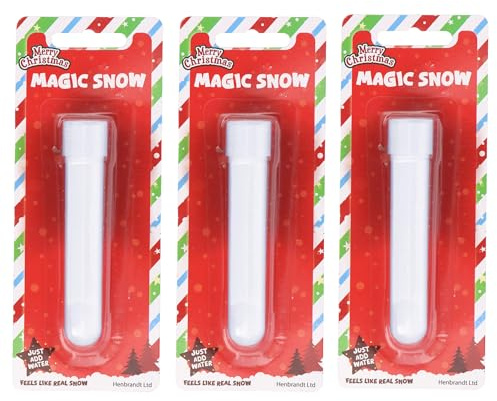 HENBRANDT 3x Magic Snow Tubes 12cm Vial Christmas Time Instant Snow Powder DIY Xmas Slime Fake Snowflakes for Winter Wonderland Christmas Party Decorations