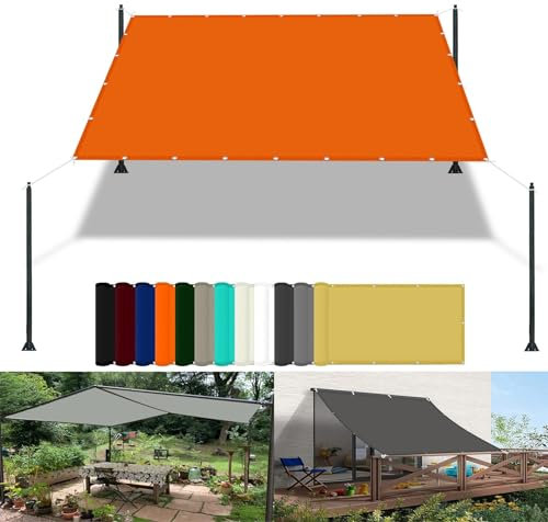 Wasserdichter Gartenschirm, 2,9 x 3 m, UV-Schutz, wetterbeständig, Markise für Terrasse, mit Gratis Seil, ideal für Hof, Hinterhof, Rasen und Pflanzen, Orange