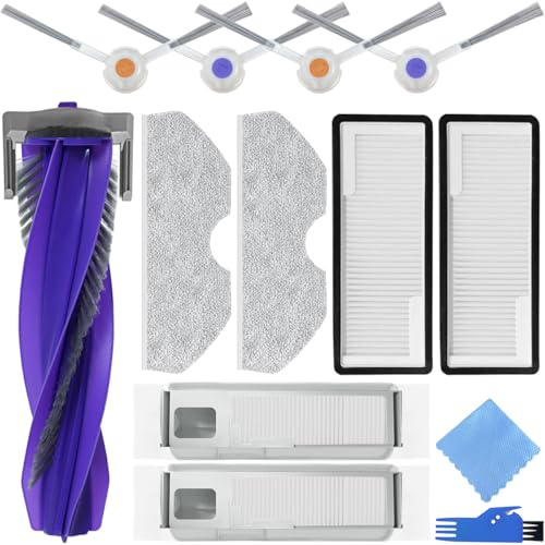 EATBALE Pièces de rechange pour NARWAL Freo X Plus aspirateur robot Comprend 1 brosse principale 4 brosses latérales 2 balais à franges 2 filtres Hepa 2 sacs à poussière Kit d'accessoires