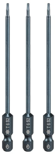 QUARKZMAN 3pz Punte Cacciavite Torx T6 1/4 Esagonale 4 Lunghezza | 6 Punti Punte Cacciavite Industriale a Prova di Manomissione Star con Testa Torx con Foro, Acciaio S2, Magnetica