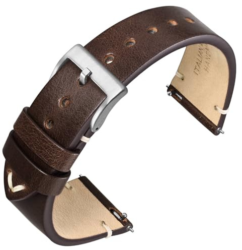 ANNEFIT Uhrenarmband 18mm 19mm 20mm 22mm 24mm für Herren Damen, Italienisches Vintage Lederarmband, Schnellverschluss Echtes Ersatzarmband