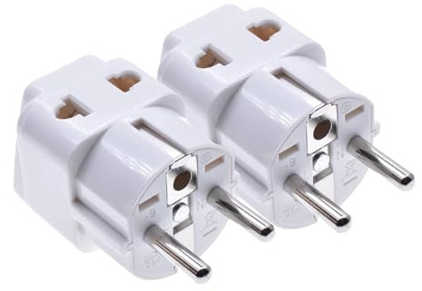 USA to Europe (Schuko) (Type E/F) Travel Adapter Plug - 2 in 1 White Converter UK to Europe US to DE (4)