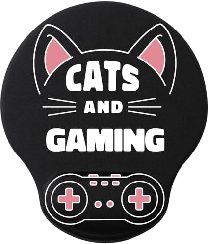 La Hormiga Molona Tapis de souris Gaming Bureau Support Poignet Surface Douce et Base Antidérapante Idéal pour Gamers, Compatible avec Souris Optique et Laser Mouse Pad. Design Cats Gaming